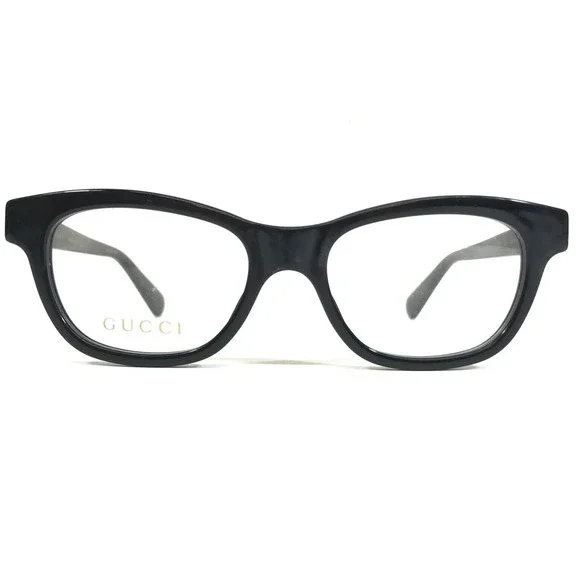 Gucci Eyeglasses Frames GG0372O 005 Shiny Black Round Cat Eye Full Rim 48-17-140